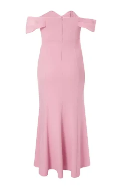 Quiz Curve Chiffon Bardot Maxi Dress Blush Sale