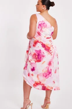 Quiz Curve Blush Floral Print Midi Dress Discount