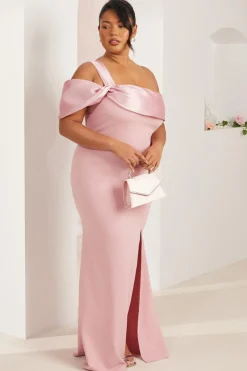 Quiz Curve One Shoulder Maxi Dress Blush Sale