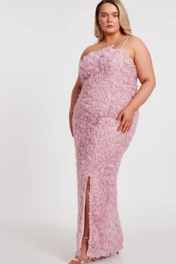 Quiz Curve One Shoulder Floral Maxi Dress Blush Discount