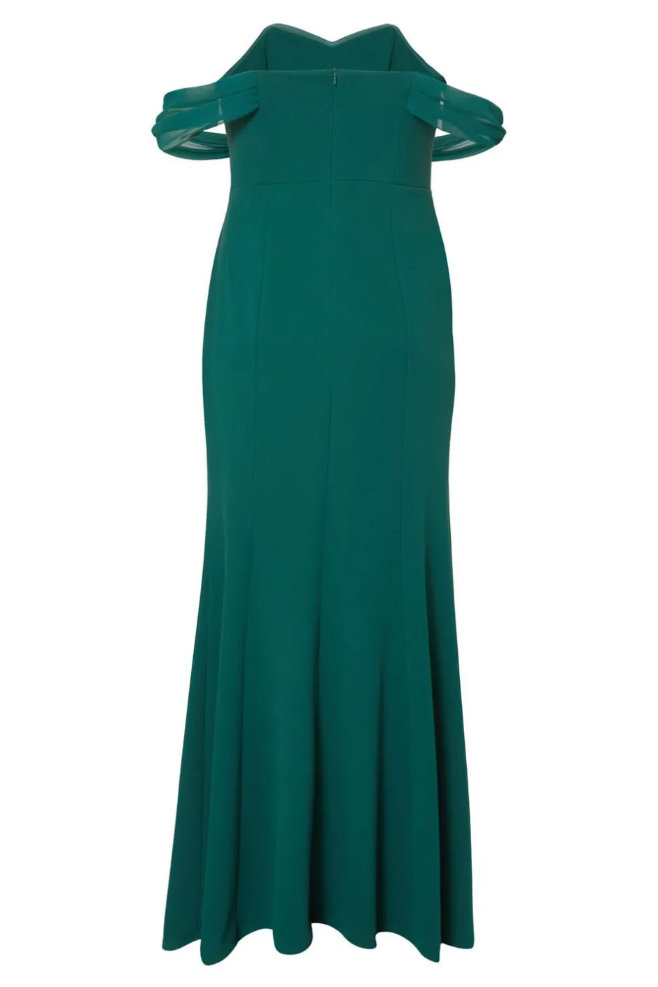 Quiz Curve Chiffon Bardot Maxi Dress Bottle Green