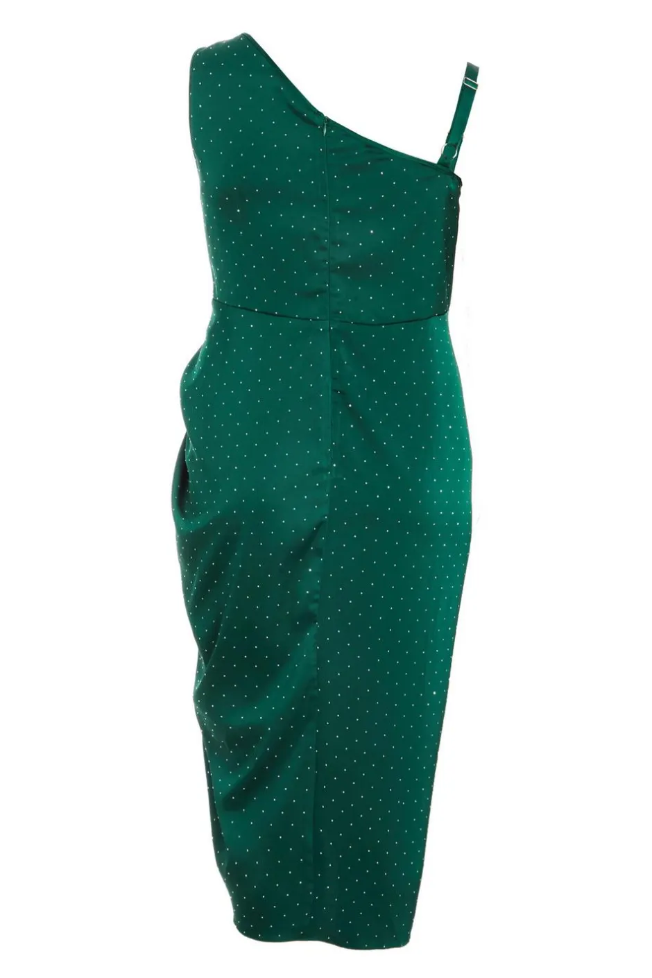 Quiz Curve Rhinestone Satin Midi Dress Bottle Green Online