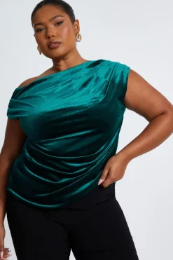 Quiz Curve Bottle Green Velvet Top New