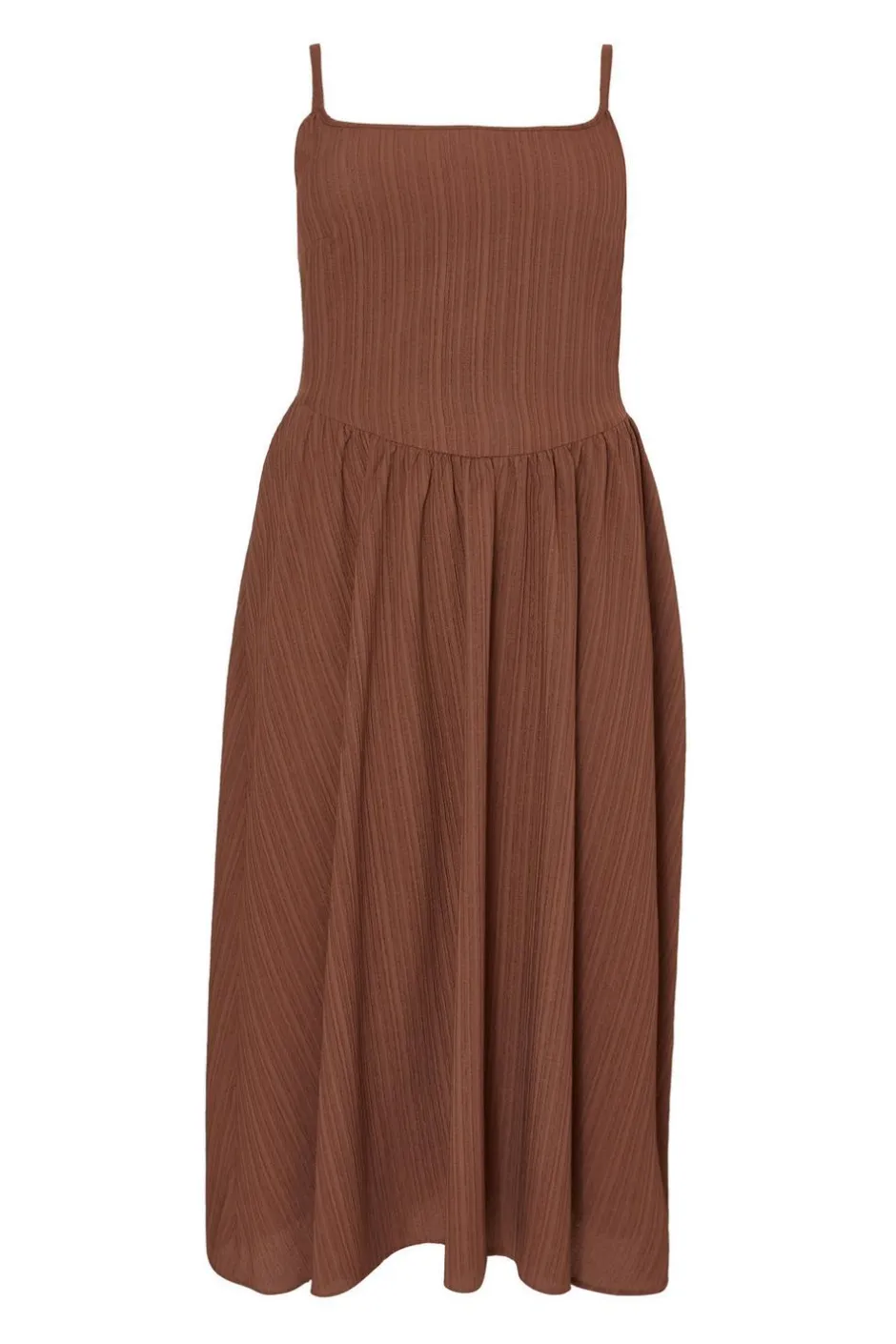 Quiz Curve Drop Waist Midaxi Dress Brown