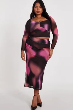 Quiz Curve Brown Marble Midaxi Skirt Discount