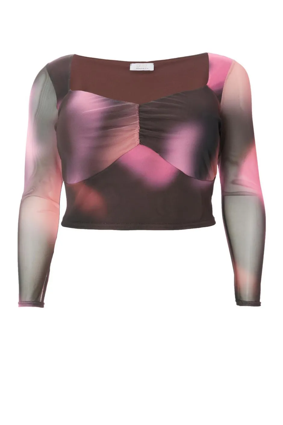 Quiz Curve Brown Marble Print Crop Top Best