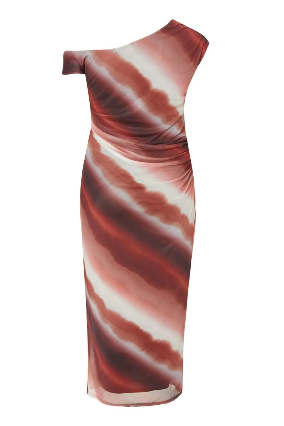 Quiz Curve Brown Mesh Ombre Midaxi Dress