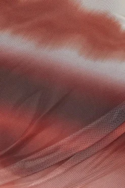 Quiz Curve Brown Mesh Ombre Midaxi Dress