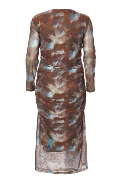 Quiz Curve Brown Mesh Printed Midaxi Dress Hot