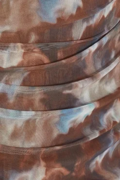 Quiz Curve Brown Mesh Printed Midaxi Dress Hot