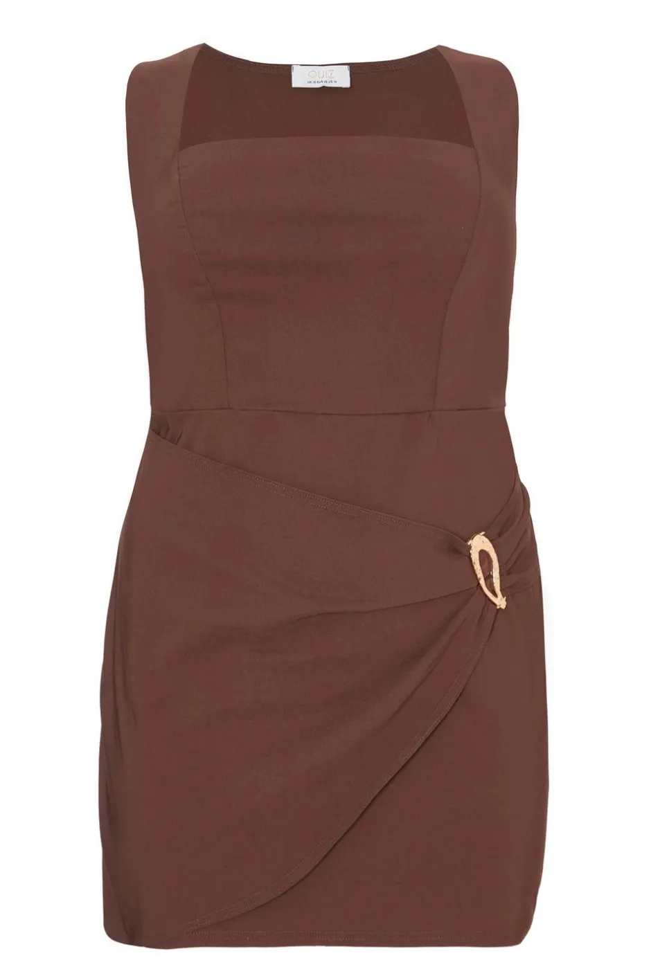 Quiz Curve Brown Square Neck Mini Dress Outlet