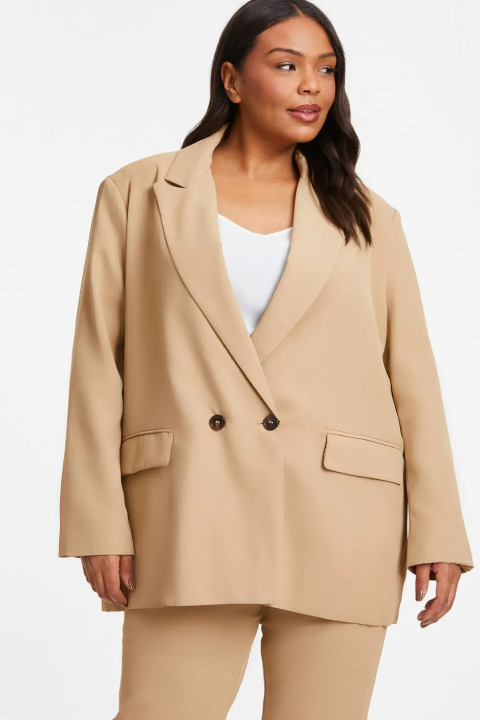 Quiz Curve Camel Oversized Tailored Blazer Sale