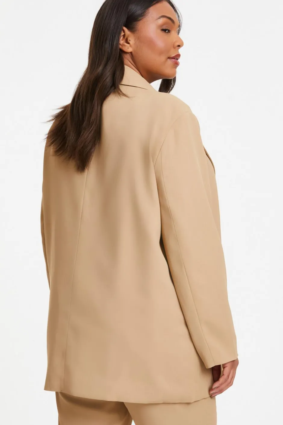 Quiz Curve Camel Oversized Tailored Blazer Sale