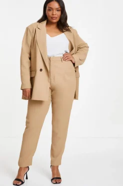 Quiz Curve Tailored Trousers Camel Clearance