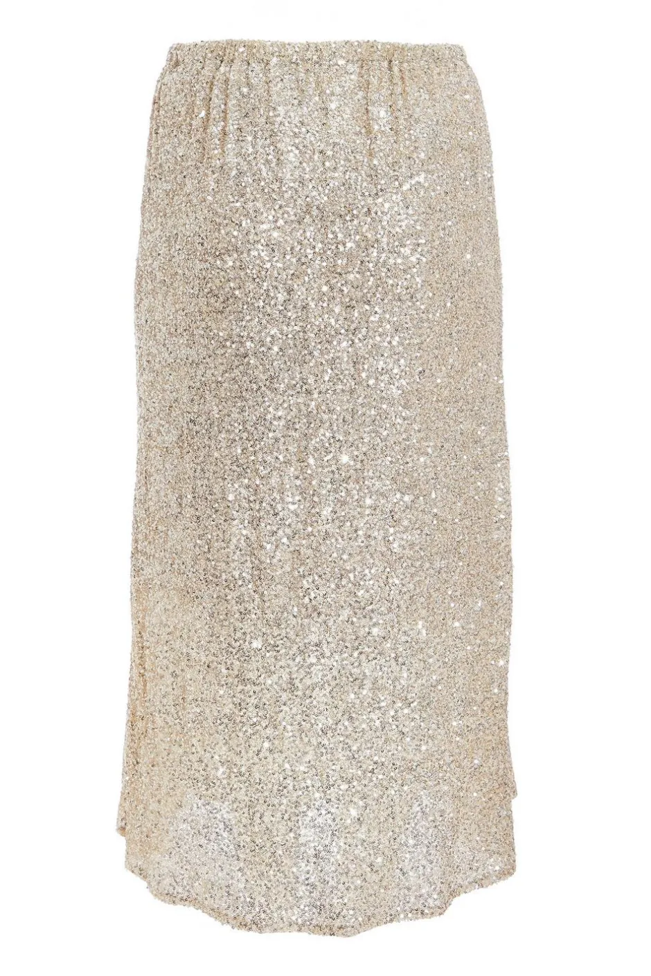 Quiz Curve Sequin Maxi Skirt Champagne New
