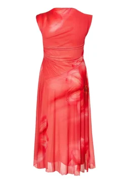 Quiz Curve Coral Mesh Midaxi Dress New