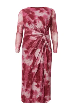 Quiz Curve Dark Pink Marble Print Midaxi Dress Outlet