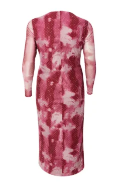 Quiz Curve Dark Pink Marble Print Midaxi Dress Outlet