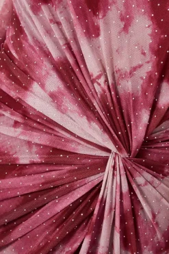 Quiz Curve Dark Pink Marble Print Midaxi Dress Outlet