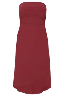 Quiz Curve Dark Red Bandeau Midi Dress Online