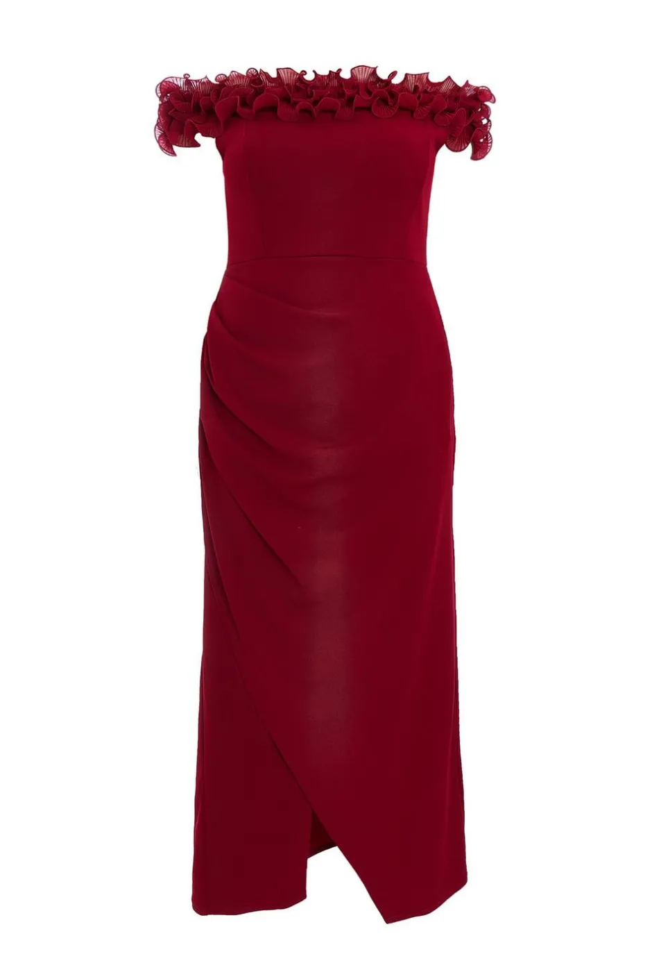 Quiz Curve Dark Red Bardot Maxi Dress Best