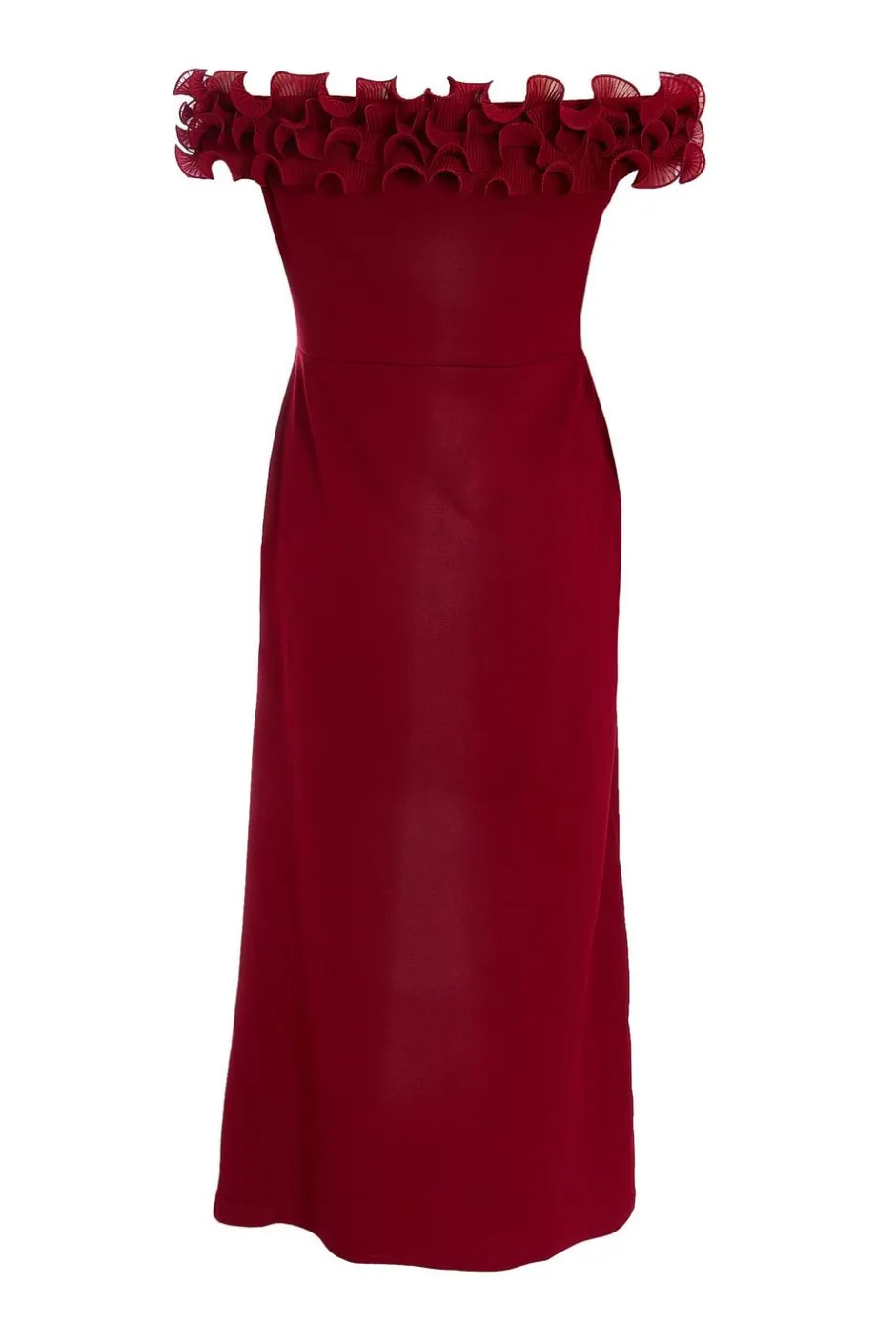 Quiz Curve Dark Red Bardot Maxi Dress Best