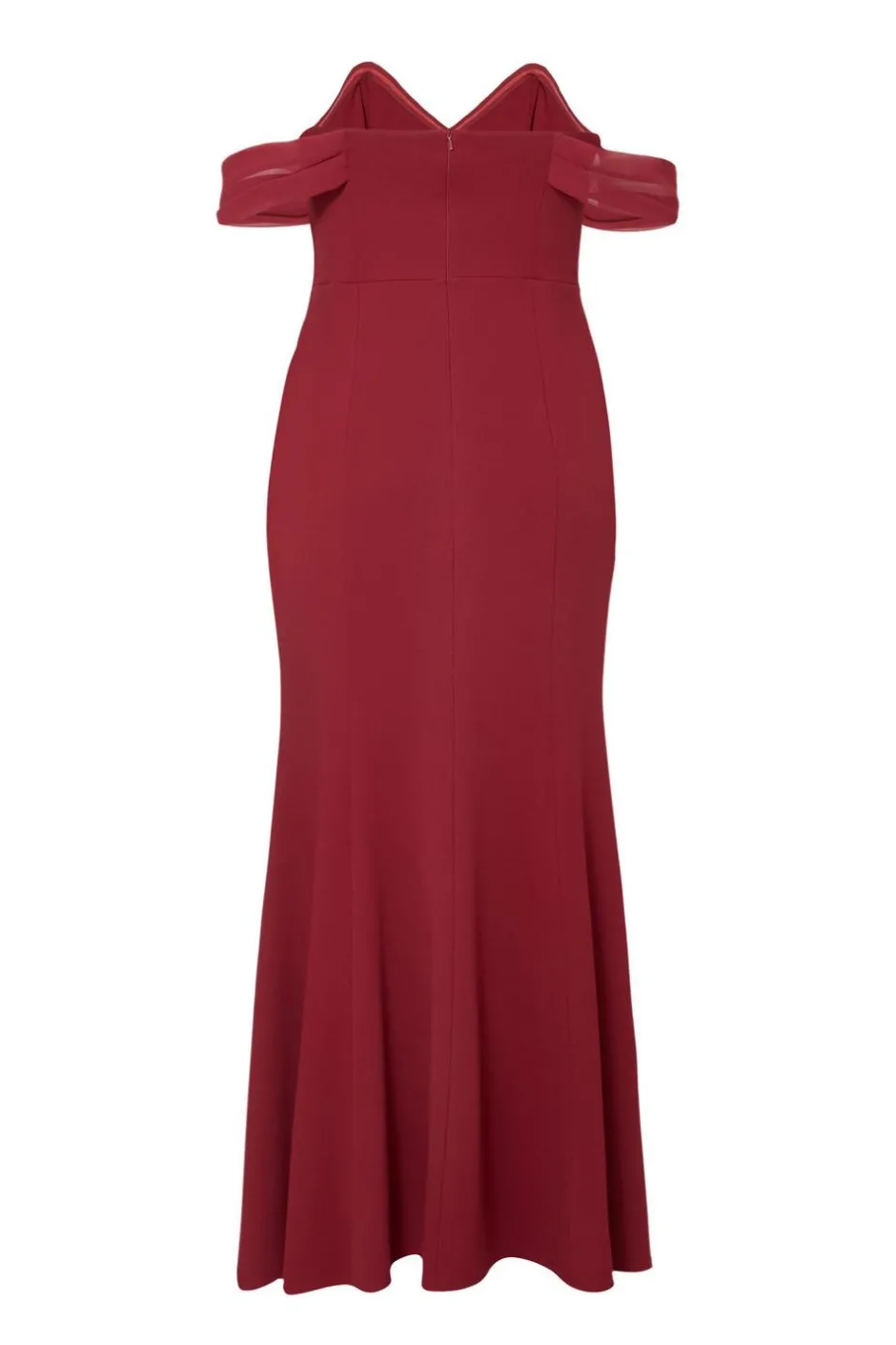 Quiz Curve Dark Red Chiffon Bardot Maxi Dress Wine