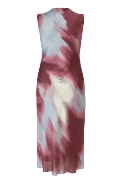 Quiz Curve Dark Red Printed Satin Midaxi Dress