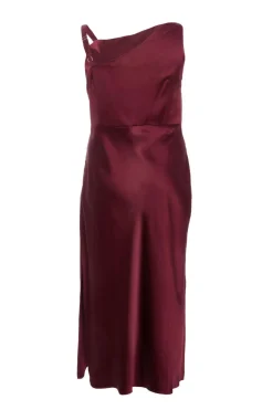 Quiz Curve Dark Red Satin Midaxi Dress Outlet