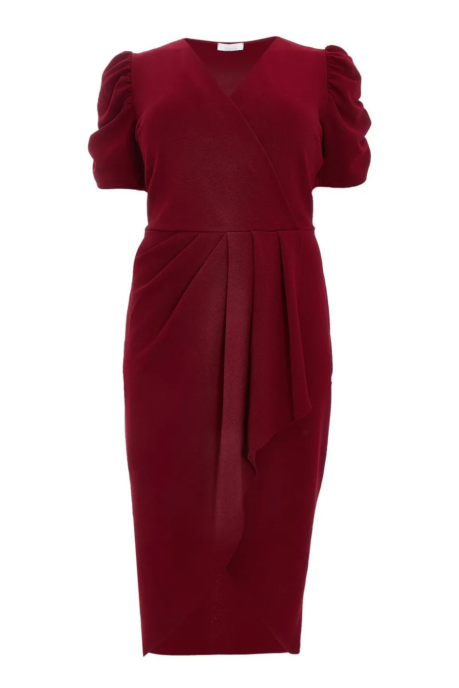 Quiz Curve Dark Red Wrap Midi Dress Clearance