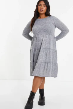 Quiz Curve Grey Tired Midi Dress Best