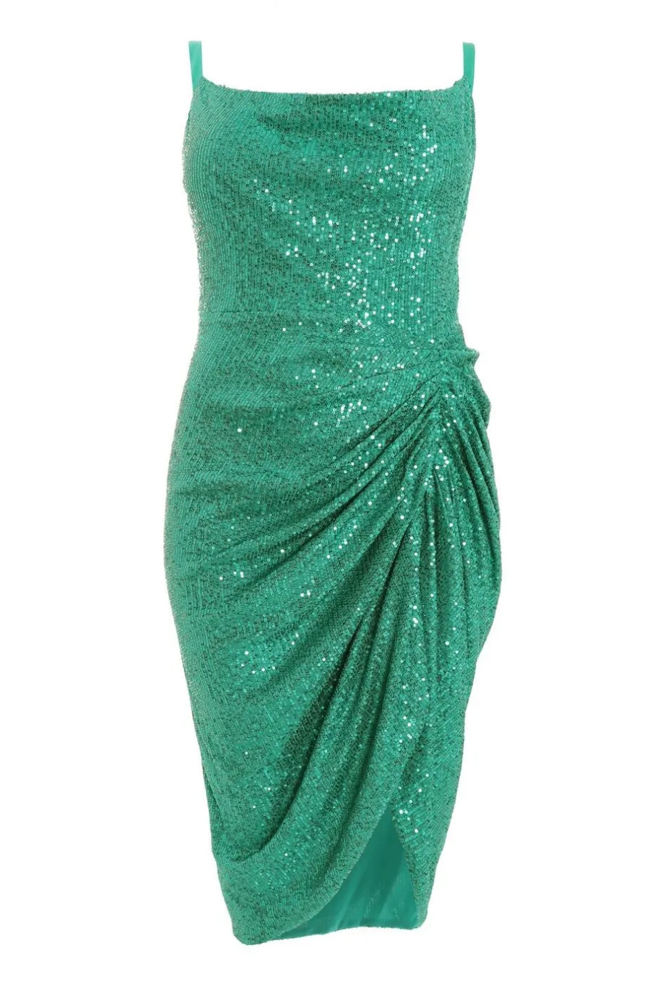 Quiz Curve Jade Green Sequin Ruched Midi Dress Outlet