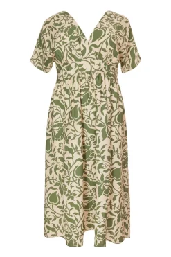 Quiz Curve Khaki Tropical Print Midaxi Dress Discount