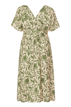 Quiz Curve Khaki Tropical Print Midaxi Dress Discount