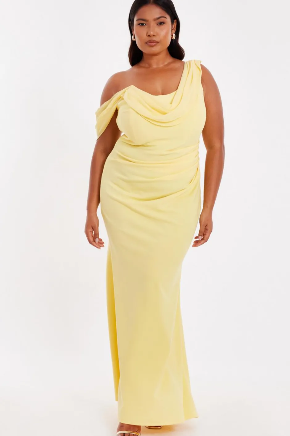 Quiz Curve Lemon Drop Sleeve Maxi Dress Sale