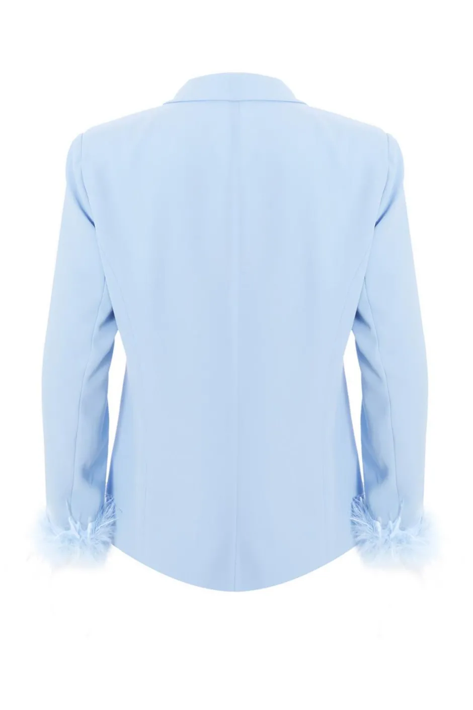 Quiz Curve Feather Trim Blazer Light Blue