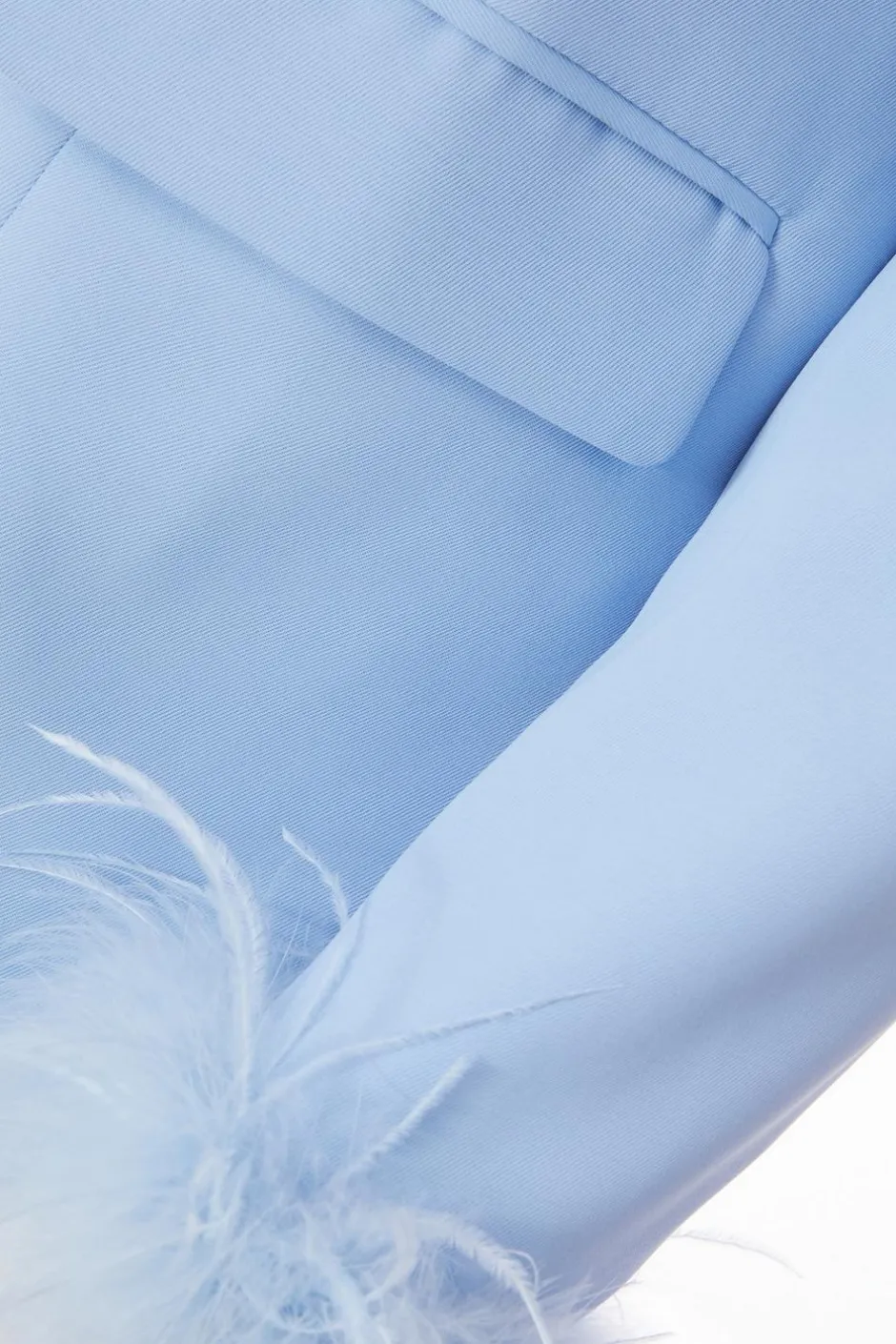 Quiz Curve Feather Trim Blazer Light Blue