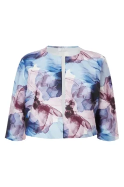 Quiz Curve Light Blue Floral Cropped Jacket Online