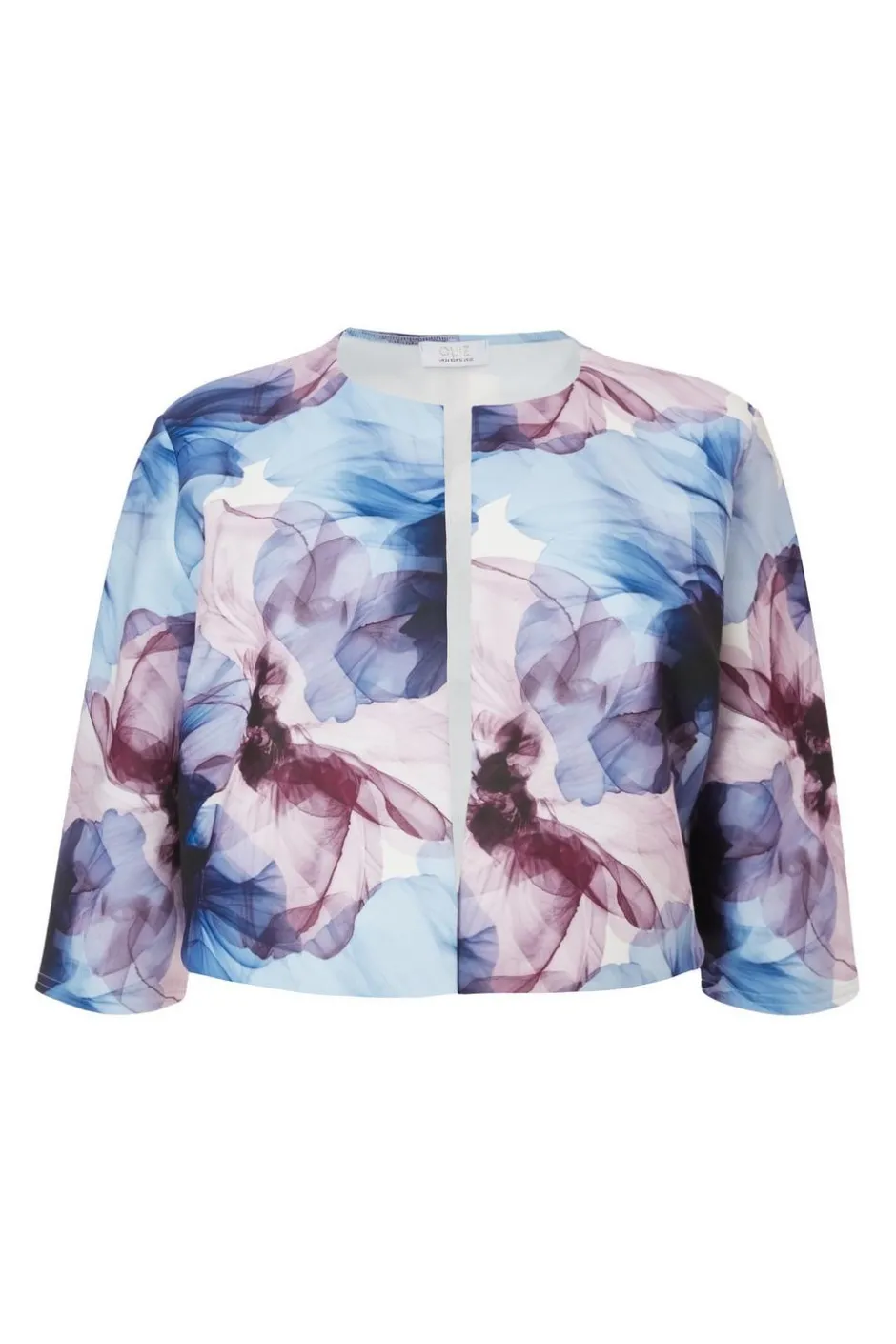 Quiz Curve Light Blue Floral Cropped Jacket Online