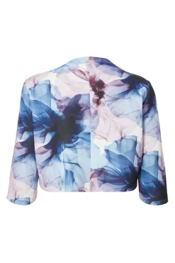Quiz Curve Light Blue Floral Cropped Jacket Online