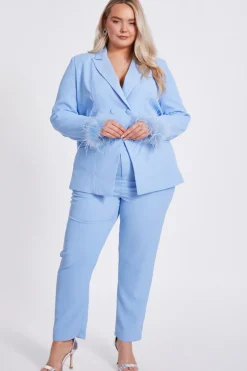 Quiz Curve Tailored Trousers Light Blue Sale