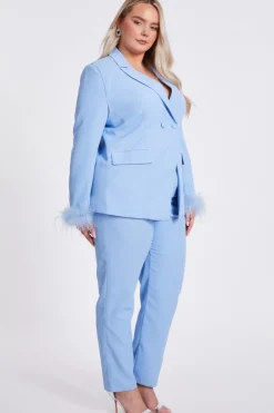 Quiz Curve Tailored Trousers Light Blue Sale