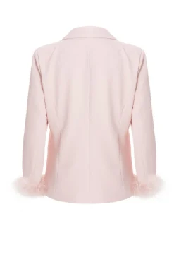 Quiz Curve Feather Trim Blazer Light Pink Hot