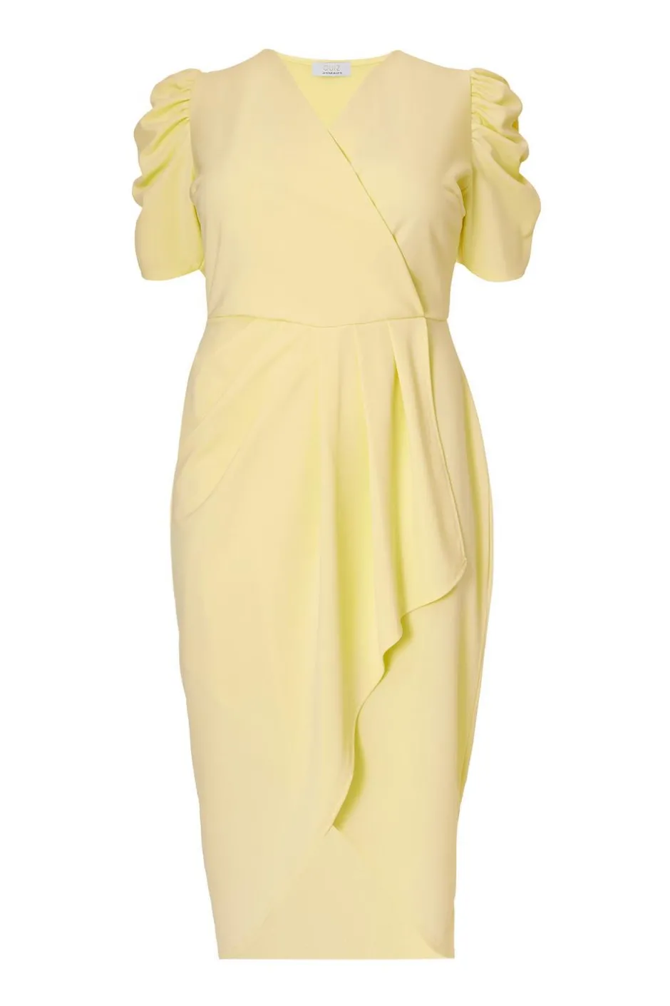 Quiz Curve Light Yellow Wrap Midi Dress Best