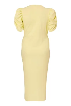Quiz Curve Light Yellow Wrap Midi Dress Best