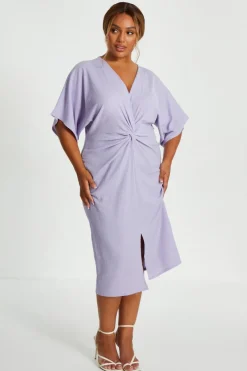 Quiz Curve Lilac Knot Front Midi Dress Hot