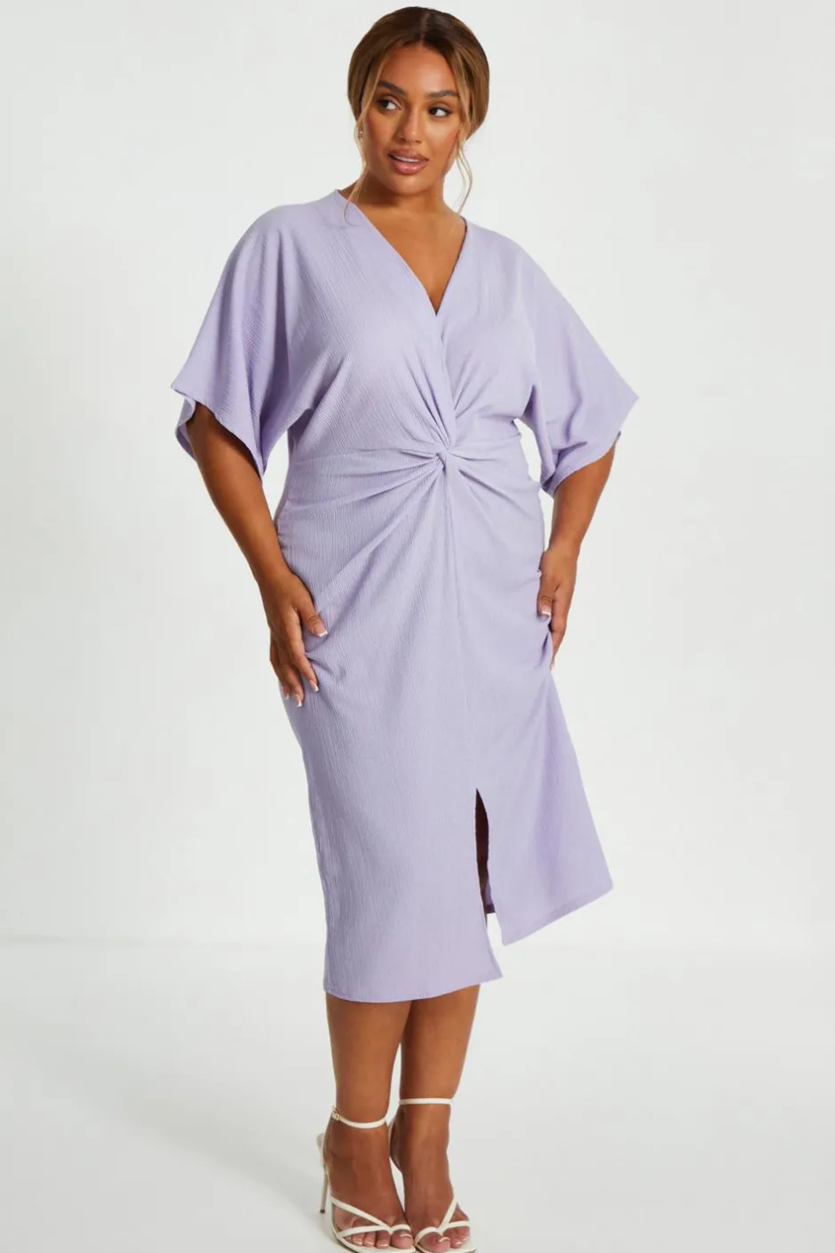 Quiz Curve Lilac Knot Front Midi Dress Hot