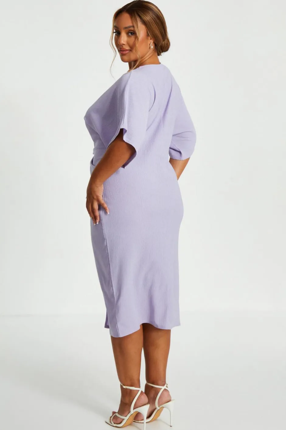 Quiz Curve Lilac Knot Front Midi Dress Hot