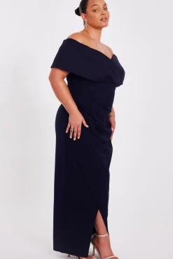 Quiz Curve Navy Bardot Maxi Dress Discount
