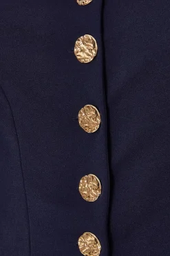 Quiz Curve Navy Button Detail Jumpsuit Best